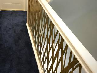 Staircase transformation with new laser cut panels, Staircase Renovation Staircase Renovation Stairs میٹل Amber/Gold