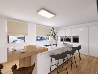 Progetto zona giorno appartamento., L&M design di Cinzia Marelli L&M design di Cinzia Marelli Cucina moderna Bianco