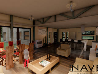 Vivienda Unifamiliar 139 m2. Los Cristales, Curicó., Nave + Arquitectura & Modelación Paramétrica Nave + Arquitectura & Modelación Paramétrica Living room