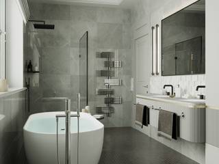 Серая ванна с объемными акцентами, DesignNika DesignNika Ванная в стиле лофт