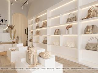 Emmy bag shop project, Anviethouse Anviethouse Commercial spaces Plywood