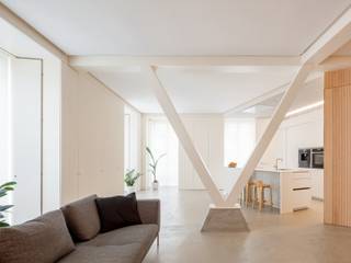 Casa TTV, RUE RUE Salones de estilo minimalista Madera Acabado en madera