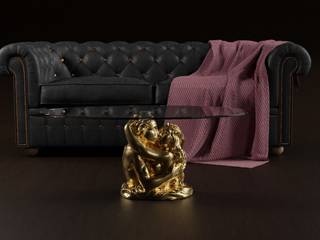 Tavolini da salotto in agglomerato di marmo, DABLEC di Tiziano Moletta DABLEC di Tiziano Moletta Classic style living room Glass Amber/Gold