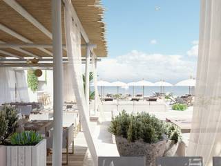 Beach Club, ERIC SANTOS • ARCHITECTURE ERIC SANTOS • ARCHITECTURE Mediterranean style balcony, veranda & terrace