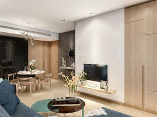 Căn hộ Studio Lenova - Quảng Ninh., Archifix Design Archifix Design Salas de estar modernas Madeira Efeito de madeira