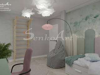 Pokój dla dziewczynki w pastelowych kolorach, Senkoart Design Senkoart Design Kinderzimmer Mädchen Mehrfarbig