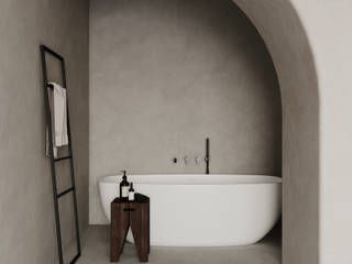 White cave, Voroh studio interior Voroh studio interior Minimalist style bathroom Concrete