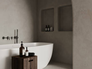 White cave, Voroh studio interior Voroh studio interior Minimalist style bathroom Concrete