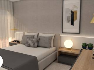 Projeto - Design de interiores - Suite IP, Areabranca Areabranca ห้องนอนเตียงนอนและหัวเตียง