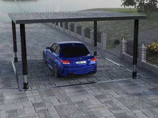 Parcheggio interrato con elevatore auto per casa privata, Alessandro Chessa Alessandro Chessa Garagens e arrecadações modernas