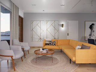 Diseño de Edificio Multifamiliar e Interiores de Departamento, ABC Arquitectos Perú ABC Arquitectos Perú Modern living room