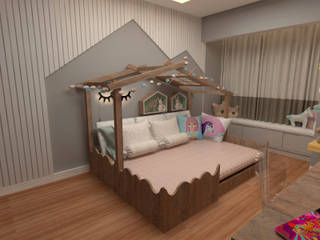 Dormitório Infantil Montessoriano, Elaine de Bona Arquitetura e Interiores Elaine de Bona Arquitetura e Interiores Meisjeskamer