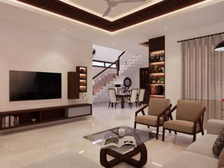 Savitri Residence (Interior), Ravi Prakash Architect Ravi Prakash Architect Minimalistische Wohnzimmer