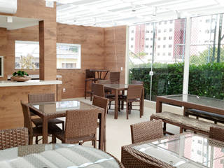 Área Gourmet Condomínio Perfil Santna, MS Interiores MS Interiores Balkon, Beranda & Teras Modern