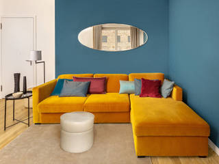 Farben, CONSCIOUS DESIGN - Interiors by Nicoletta Zarattini CONSCIOUS DESIGN - Interiors by Nicoletta Zarattini Ruang Keluarga Modern Blue