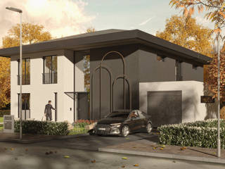 Elegantes Einfamilienhaus in Berlin Wittenau ( Exterior) , ED INTERIOR DESIGN ED INTERIOR DESIGN Single family home Bricks