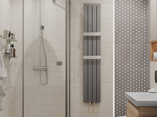 Душевая с акцентным радиатором, DesignNika DesignNika Ванная комната в скандинавском стиле