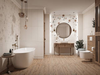 Kwiatowe i ziołowe motywy w klasycznej łazience, Domni.pl - Portal & Sklep Domni.pl - Portal & Sklep Classic style bathroom Ceramic