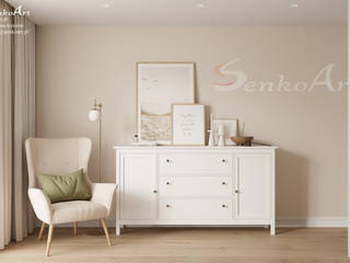 Sypialnia w stylu skandynawskim w domu, Senkoart Design Senkoart Design Small bedroom Beige
