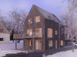 Einfamilienhaus Schweiz. Japandi , Roomy Design Roomy Design Detached home Aluminium/Zinc Wood effect