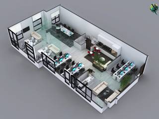 3D Floor Plan of Commercial Office design by 3D architectural animation, San Jose, California, Yantram Animation Studio Corporation Yantram Animation Studio Corporation