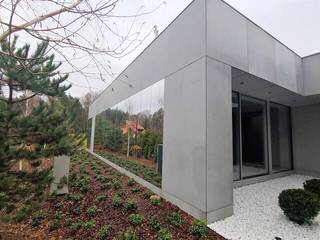 Elewacja płyty betonowe grubości 5 mm, Artis Visio Artis Visio モダンな庭 コンクリート 灰色