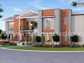 Beautiful Exterior House's Designs by 3d exterior rendering services Ahmedabad, India, Yantram Architectural design studio Yantram Architectural design studio