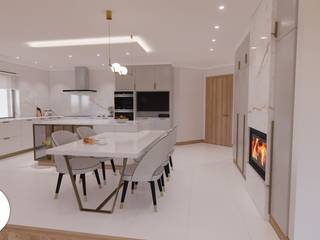 Projeto - Arquitetura de Interiores - Cozinha AH, Areabranca Areabranca ห้องครัวตู้เก็บของและชั้นวางของ