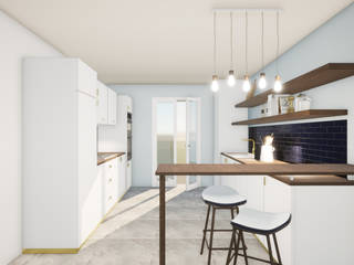 Création d'une cuisine ouverte sur salon , Studio d'intérieurs Giberot Studio d'intérieurs Giberot Kitchen units لکڑی White