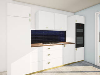 Création d'une cuisine ouverte sur salon , Studio d'intérieurs Giberot Studio d'intérieurs Giberot Keukenblokken MDF Wit