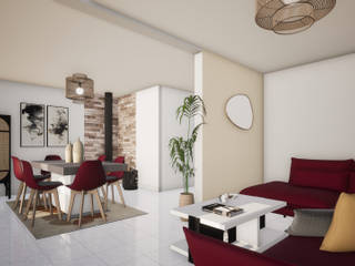 Proposition d'aménagement de salon , Studio d'intérieurs Giberot Studio d'intérieurs Giberot Livings de estilo Madera Beige