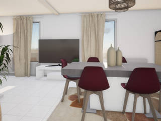 Proposition d'aménagement de salon , Studio d'intérieurs Giberot Studio d'intérieurs Giberot Country style dining room Plastic