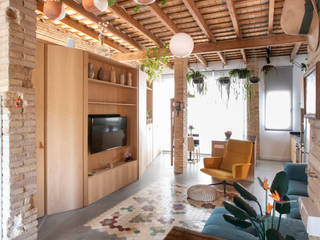 Vivienda en Patraix, tambori arquitectes tambori arquitectes غرفة المعيشة خشب