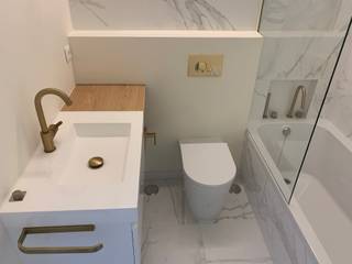 homify Modern bathroom Copper/Bronze/Brass White