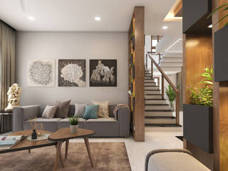 Best & attractive design of living area..., Monnaie Interiors Pvt Ltd Monnaie Interiors Pvt Ltd Interior garden Wood Wood effect