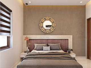 The best design of Bedroom & Bath area..., Monnaie Interiors Pvt Ltd Monnaie Interiors Pvt Ltd モダンスタイルの寝室 木 木目調