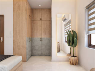 Best & attractive design of Bedroom & Bath area..., Monnaie Interiors Pvt Ltd Monnaie Interiors Pvt Ltd モダンスタイルの寝室 木 木目調