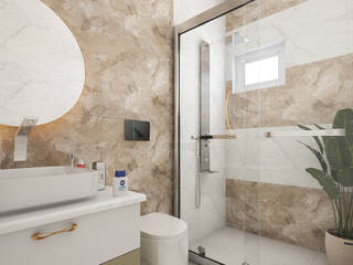 Best & attractive design of Bedroom & Bath area..., Monnaie Interiors Pvt Ltd Monnaie Interiors Pvt Ltd Kamar Mandi Modern Kaca