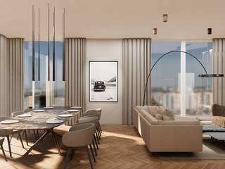 Luxus pur: elegante Penthouse Wohnung in Stuttgart, ​Innenarchitektur Federleicht ​Innenarchitektur Federleicht Moderne Esszimmer Holz Beige