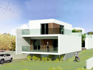 Patio Houses - 2 Habitações Unifamiliares, darq - arquitectura, design, 3D darq - arquitectura, design, 3D Haciendas Concreto