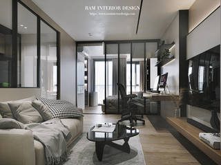 The Line Phonyothin Park Condo, ramรับออกแบบตกแต่งภายใน ramรับออกแบบตกแต่งภายใน Jardín interior Aglomerado