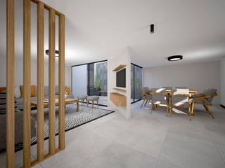 Interiorismo residencial - Casa Agua Bendita, DOMMA ARQ + INTERIORISMO DOMMA ARQ + INTERIORISMO Modern Oturma Odası