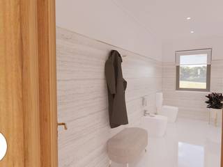 Projeto - Design de Interiores - WC Serviço AH, Areabranca Areabranca BathroomTextiles & accessories