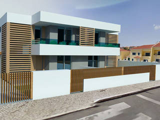 2 Moradias Geminadas, Cascais, darq - arquitectura, design, 3D darq - arquitectura, design, 3D Biệt thự Gỗ Wood effect