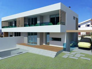 2 Moradias Geminadas, Cascais, darq - arquitectura, design, 3D darq - arquitectura, design, 3D Вілли Дерево Дерев'яні