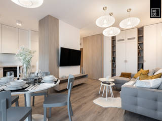 CIEPŁO – JASNO, KODO projekty i realizacje wnętrz KODO projekty i realizacje wnętrz Scandinavian style living room
