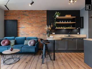 INDUSTRIALNY KOMFORT, KODO projekty i realizacje wnętrz KODO projekty i realizacje wnętrz Industrial style living room