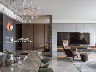 靜謐 / Tranquility , 域見室所設計 MIEMASU INTERIOR DESIGN 域見室所設計 MIEMASU INTERIOR DESIGN モダンデザインの リビング