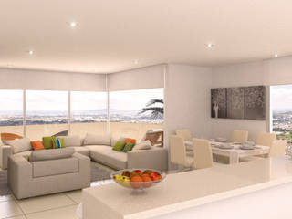 DISEÑO TORRE SANKARA , DIARQ diseño arquitectonico SAS DIARQ diseño arquitectonico SAS Minimalist living room Concrete White