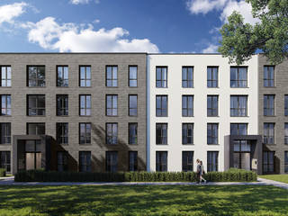 External visualizations of the BRIX apartment building in Frankfurt-Höchst, Render Vision Render Vision